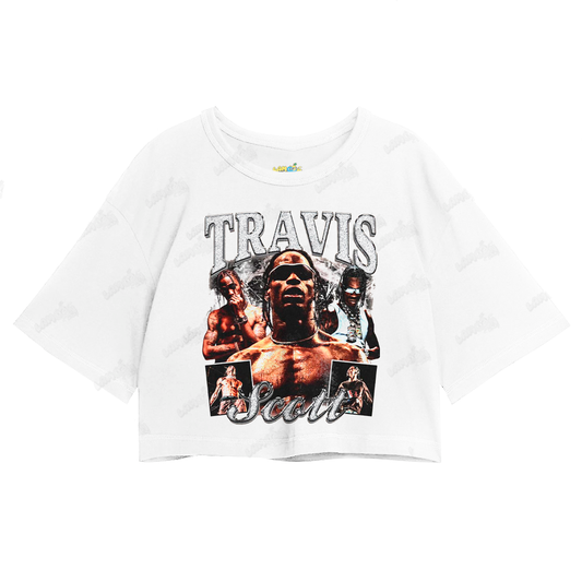 Cropped Oversized Algodão T shirt Travis Scott Prateado