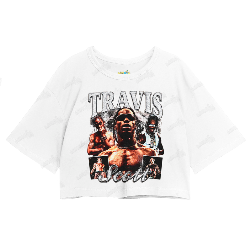 Cropped Oversized Algodão T shirt Travis Scott Prateado
