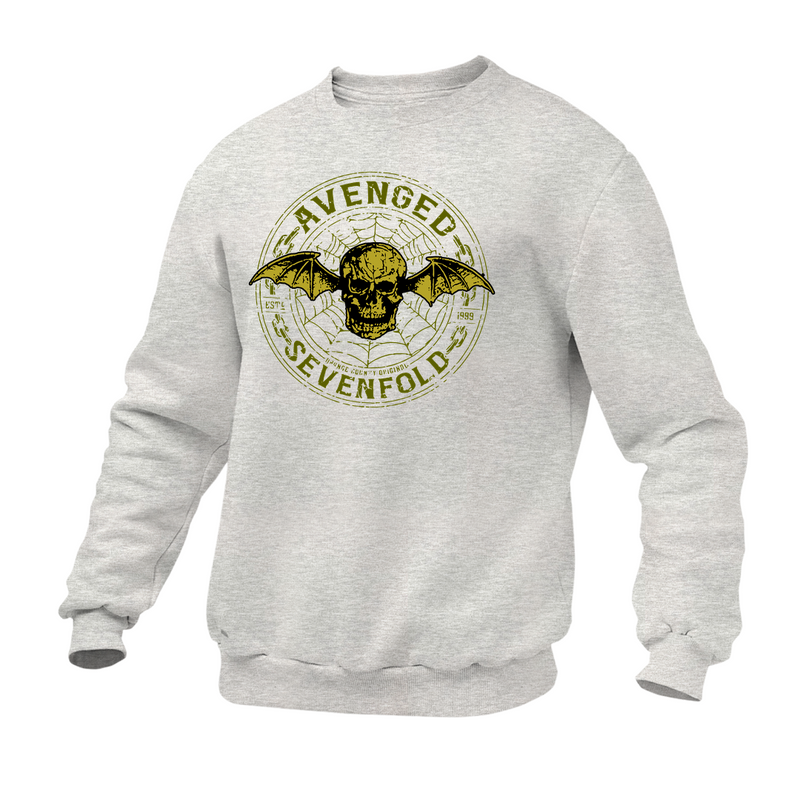 Moletom Gola Redonda Avenged Seven Fold Caveira Logo Dourado
