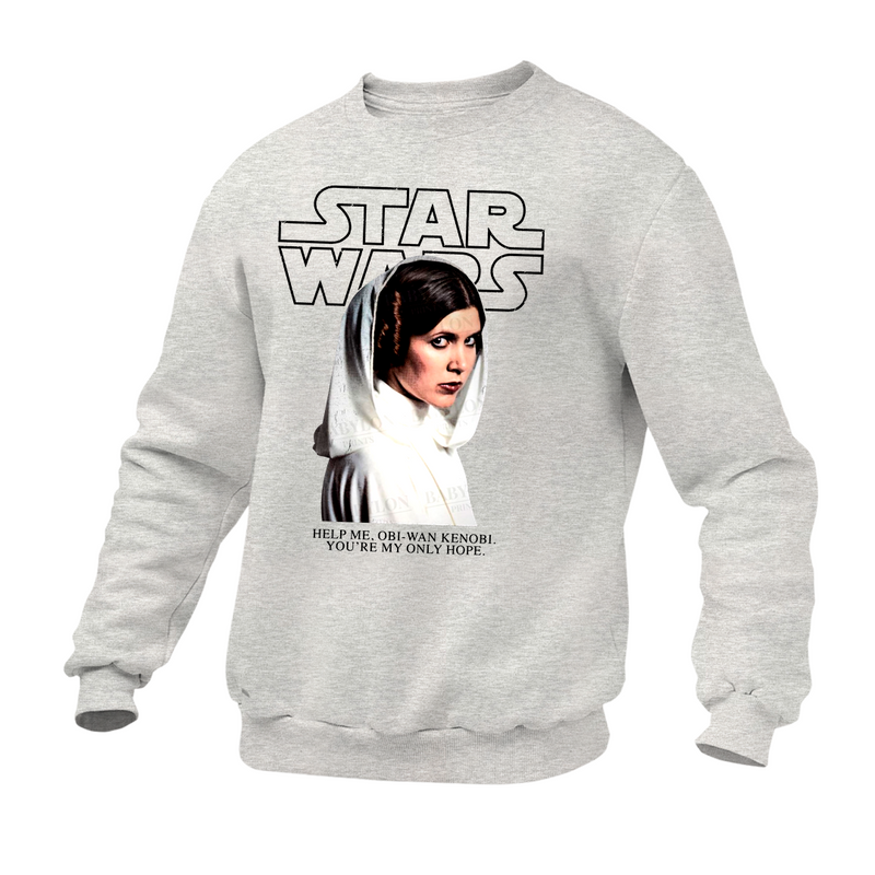 Moletom Gola Redonda Princesa Leia Star Help Me