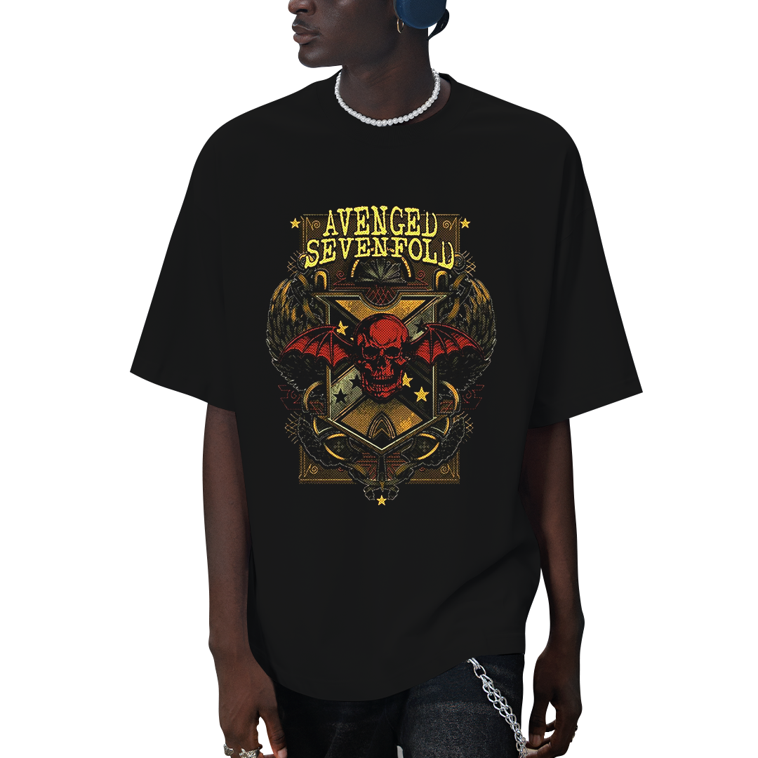 Camiseta Algodão Avenged Seven Fold Caveira Angel