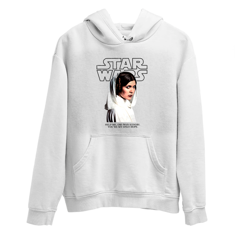 Moletom Canguru Princesa Leia Star Help Me