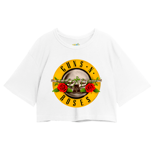 Cropped Oversized Roses Banda Logo Vintage