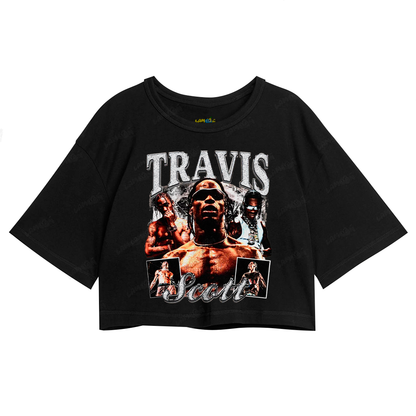 Cropped Oversized Algodão T shirt Travis Scott Prateado