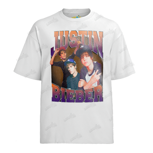 Camiseta Algodão Justin Bieber Teen Boné