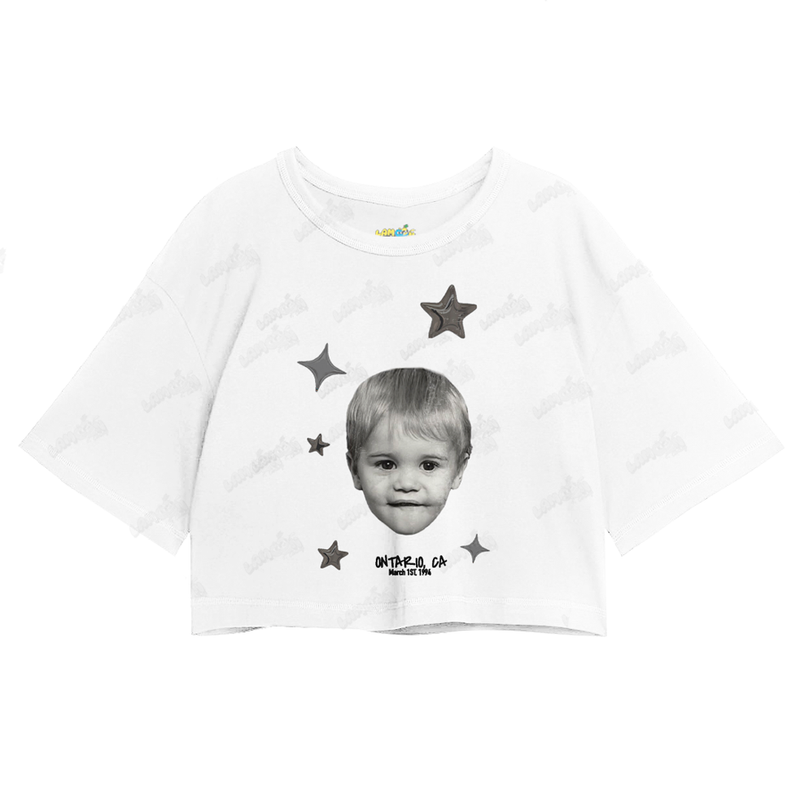 Cropped Oversized Algodão Justin Bieber Ontario Stars