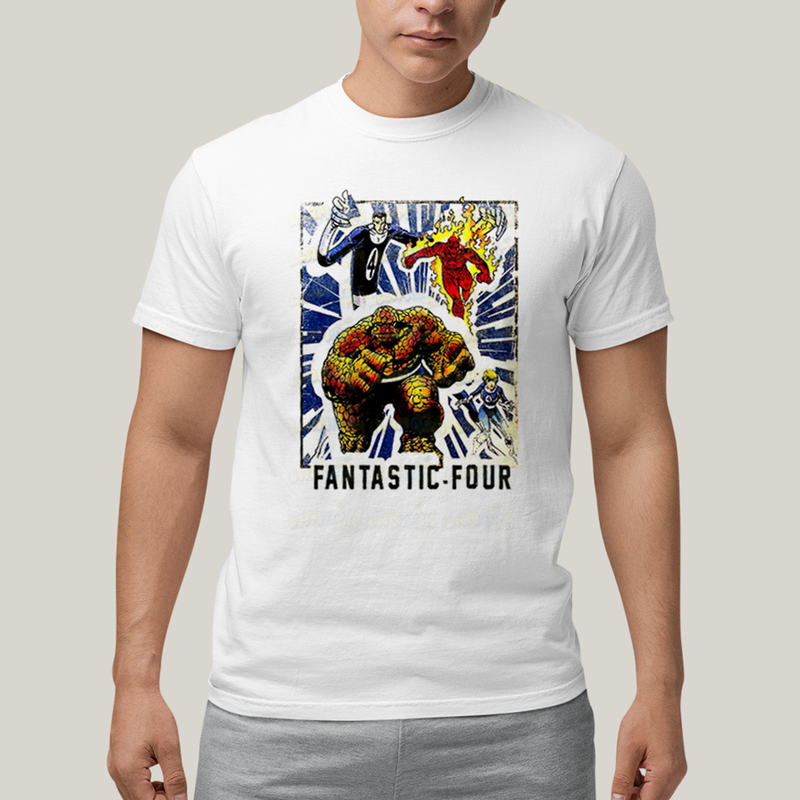 Camiseta Algodão Unissex T shirt Quarteto Fantástico Era de Prata 1