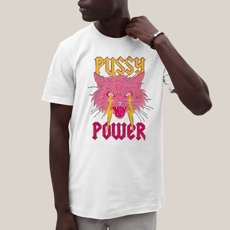 Camiseta Algodão Unissex T shirt Cat Pink Pussy Power