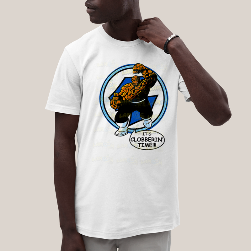 Camiseta Algodão Unissex T shirt Quarteto Fantástico O Coisa Tá na Hora do Pau