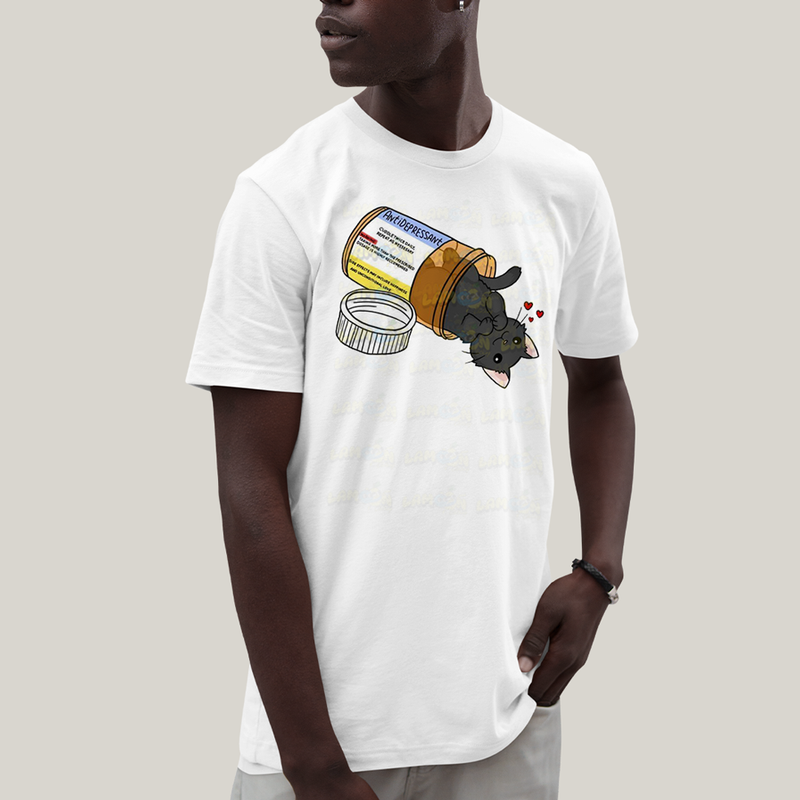 Camiseta Algodão Unissex T shirt Gatinho Fofo Antidepressivo