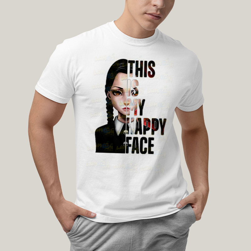 Camiseta Algodão Unissex T shirt Wandinha Essa é Minha Cara Feliz