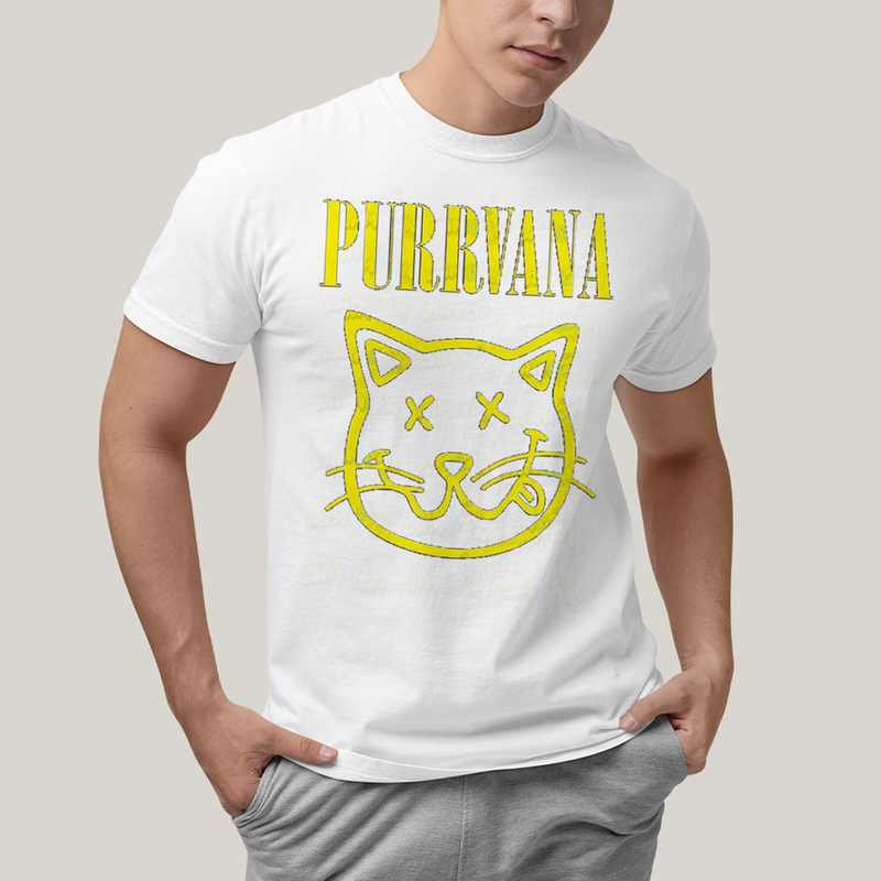 Camiseta Algodão Unissex T shirt Gatinho Purrvana Nirvana