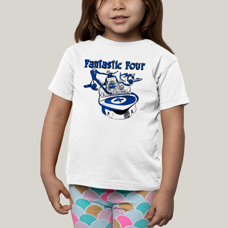 Camiseta Infantil Algodão Unissex T shirt Quarteto Fantástico Nave