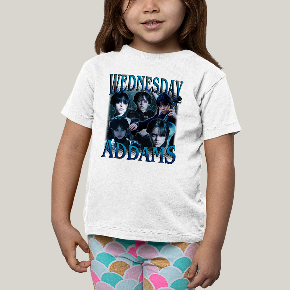 Camiseta Infantil Algodão Unissex T shirt Wandinha Wednesday Adams