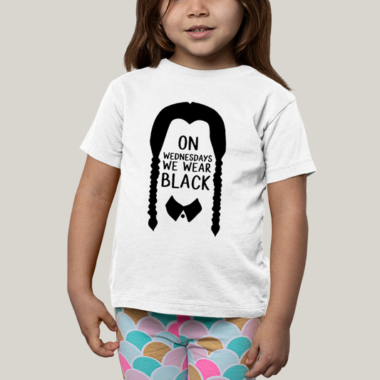 Camiseta Infantil Algodão Unissex T shirt Wandinha Na Quarta Feira Usamos Preto