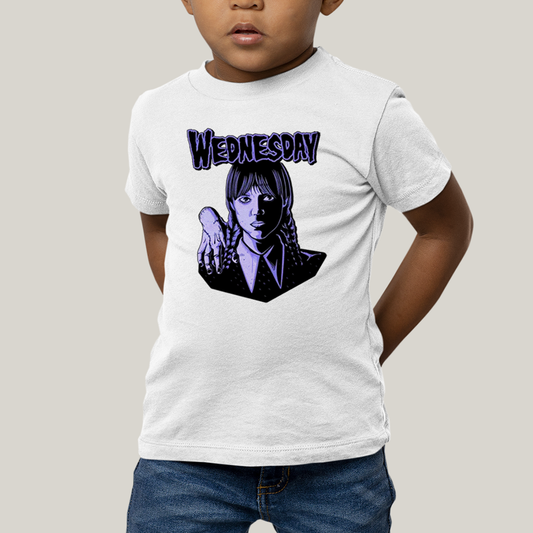 Camiseta Infantil Algodão Unissex T shirt Wandinha Roxo Wednesday