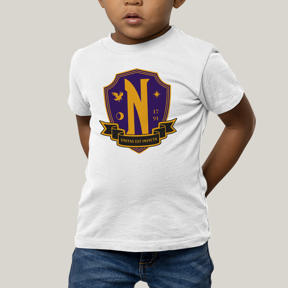 Camiseta Infantil Algodão Unissex T shirt Wandinha Unitas Est Invicta