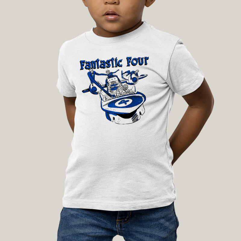 Camiseta Infantil Algodão Unissex T shirt Quarteto Fantástico Nave