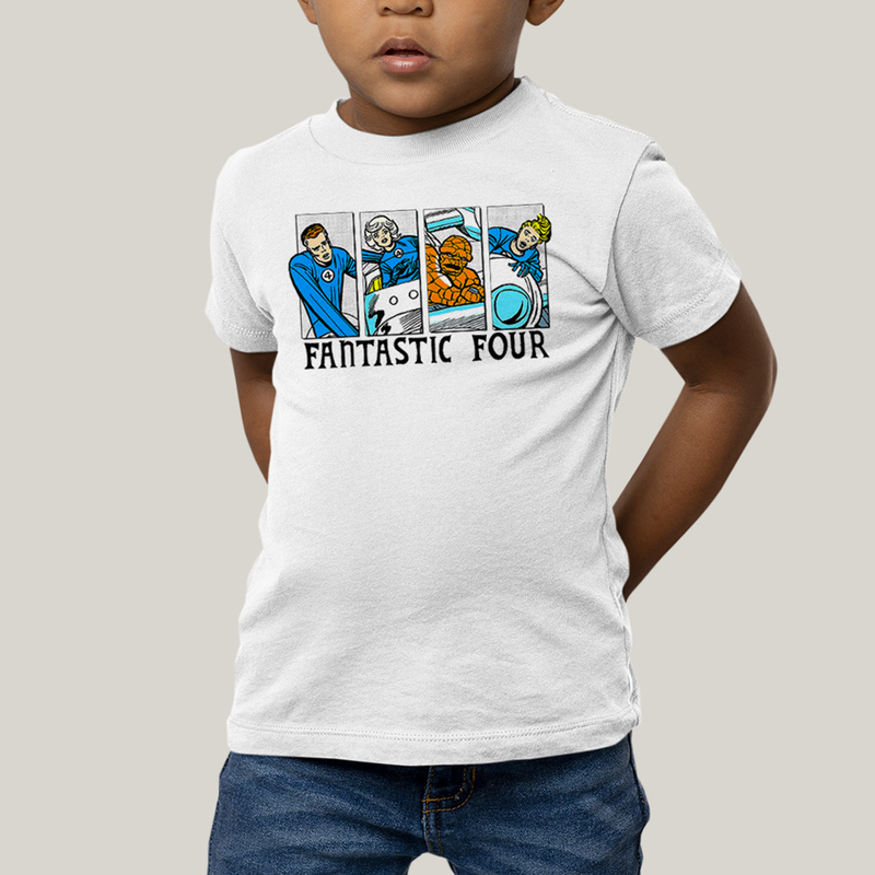 Camiseta Infantil Algodão Unissex T shirt Quarteto Fantástico Era de Prata