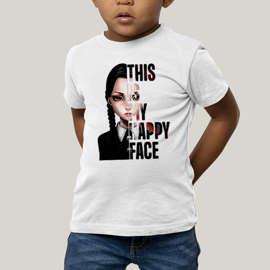 Camiseta Infantil Algodão Unissex T shirt Wandinha Essa é Minha Cara Feliz