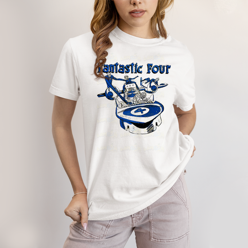 Camiseta Algodão Unissex T shirt Quarteto Fantástico Nave
