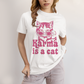 Camiseta Algodão Unissex T shirt Karma Is a Cat Pink