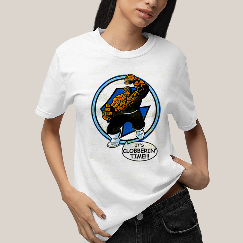 Camiseta Algodão Unissex T shirt Quarteto Fantástico O Coisa Tá na Hora do Pau