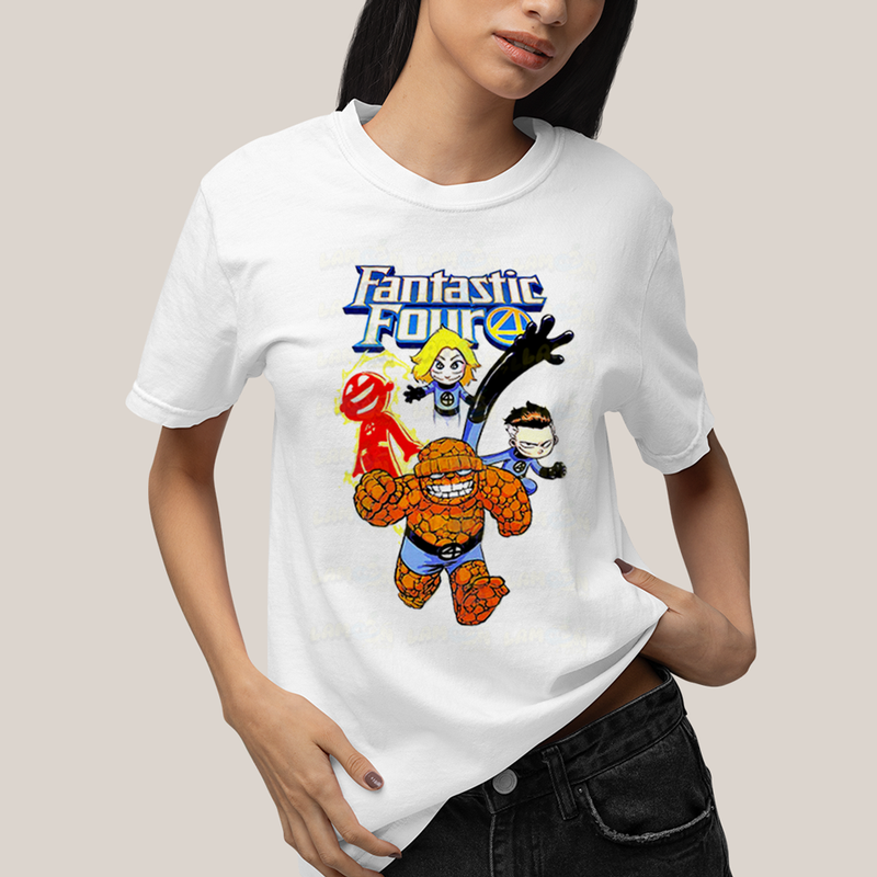 Camiseta Algodão Unissex T shirt Quarteto Fantástico Infantil