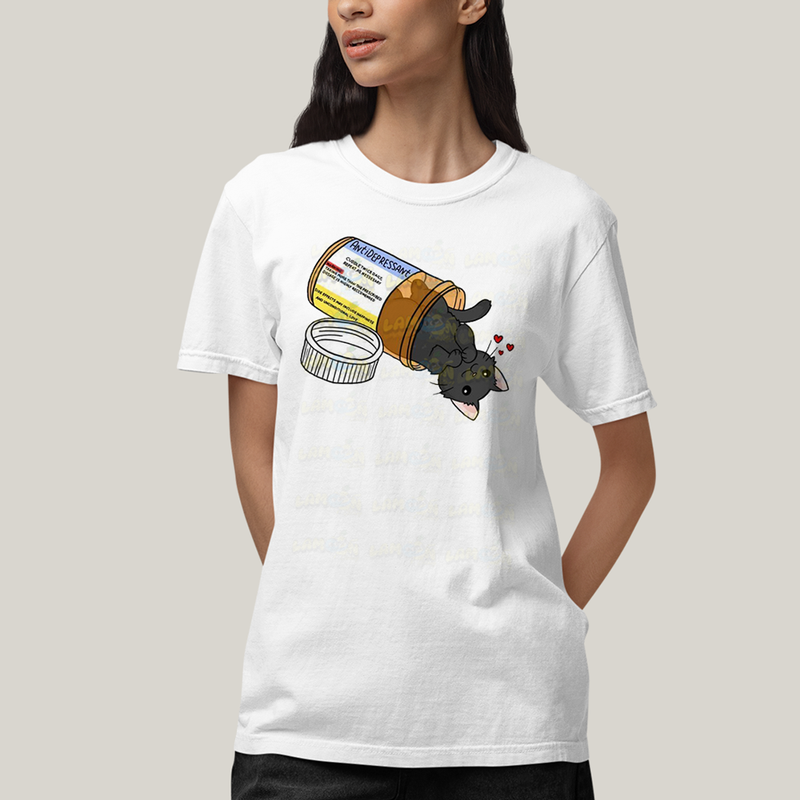 Camiseta Algodão Unissex T shirt Gatinho Fofo Antidepressivo