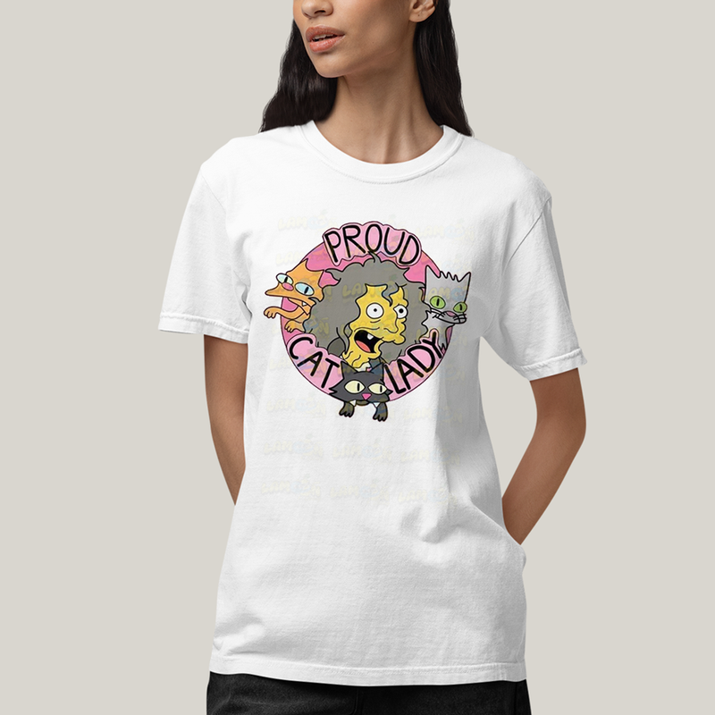 Camiseta Algodão Unissex T shirt Simpsons Proud Cat Lady