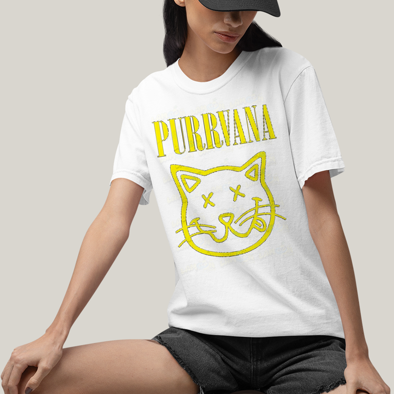 Camiseta Algodão Unissex T shirt Gatinho Purrvana Nirvana