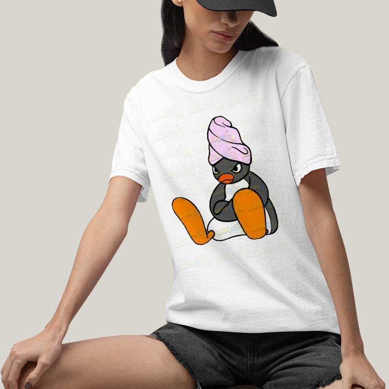 Camiseta Algodão Unissex T shirt Pinguim Bravo