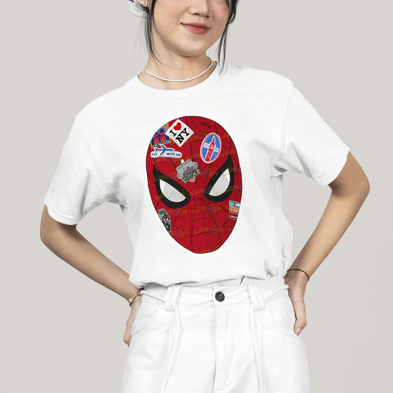 Camiseta Algodão Unissex T shirt Homem Aranha Rosto Figurinhas