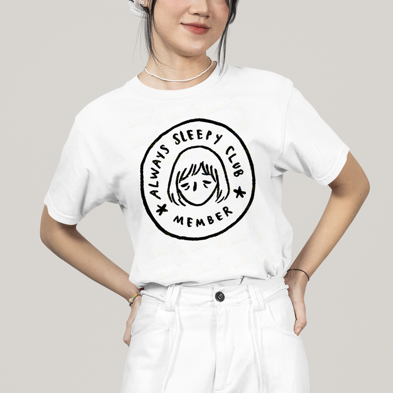 Camiseta Algodão Unissex T shirt Membro do Clube Sempre com Sono