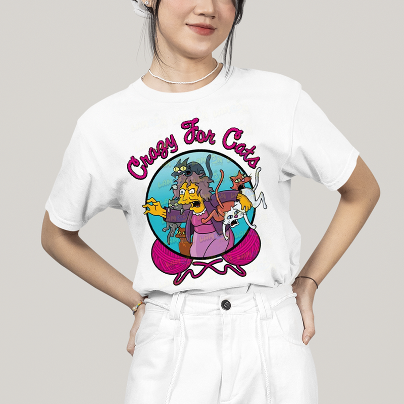 Camiseta Algodão Unissex T shirt Simpsons Crazy For Cats