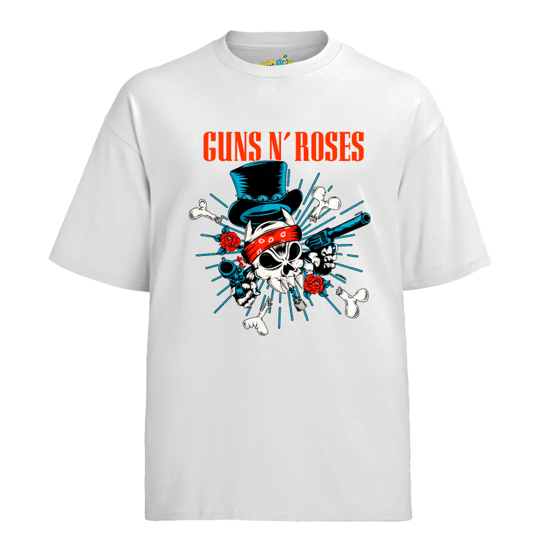 Camiseta Algodão Roses Banda Caveira Gun