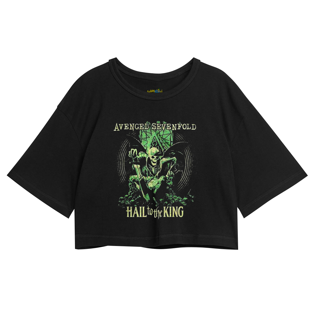 Cropped Oversized Avenged Seven Fold Caveira Hail  the King
