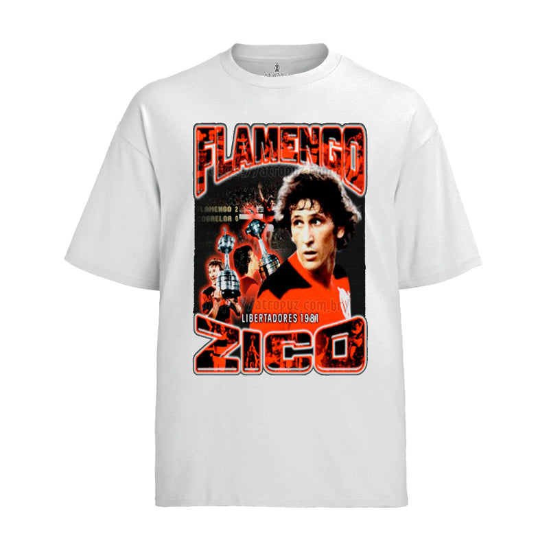 Camiseta Algodão Unissex Tshirt Flamengo Zico Libertadores 1981