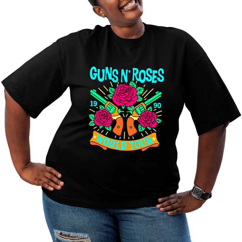 Camiseta Plus SIze Roses Banda World Tour 1990
