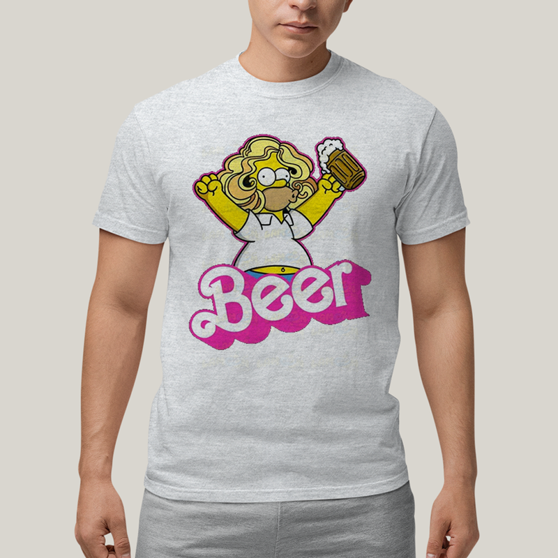 Camiseta Algodão Unissex T shirt Simpsons Homer Beer Barbie