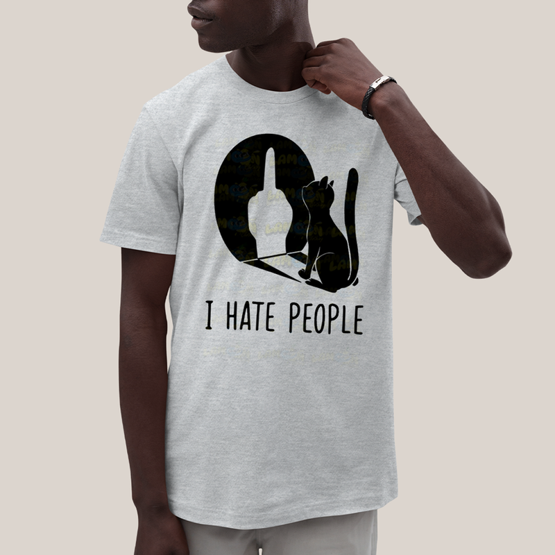 Camiseta Algodão Unissex T shirt Gato I Hate People