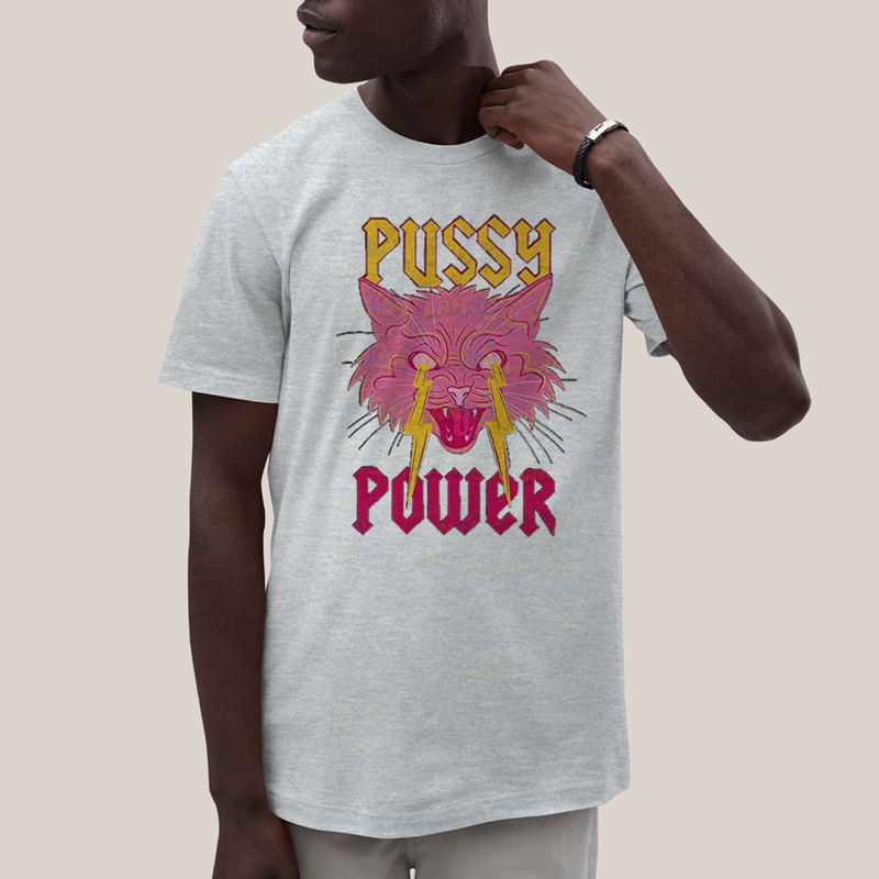 Camiseta Algodão Unissex T shirt Cat Pink Pussy Power