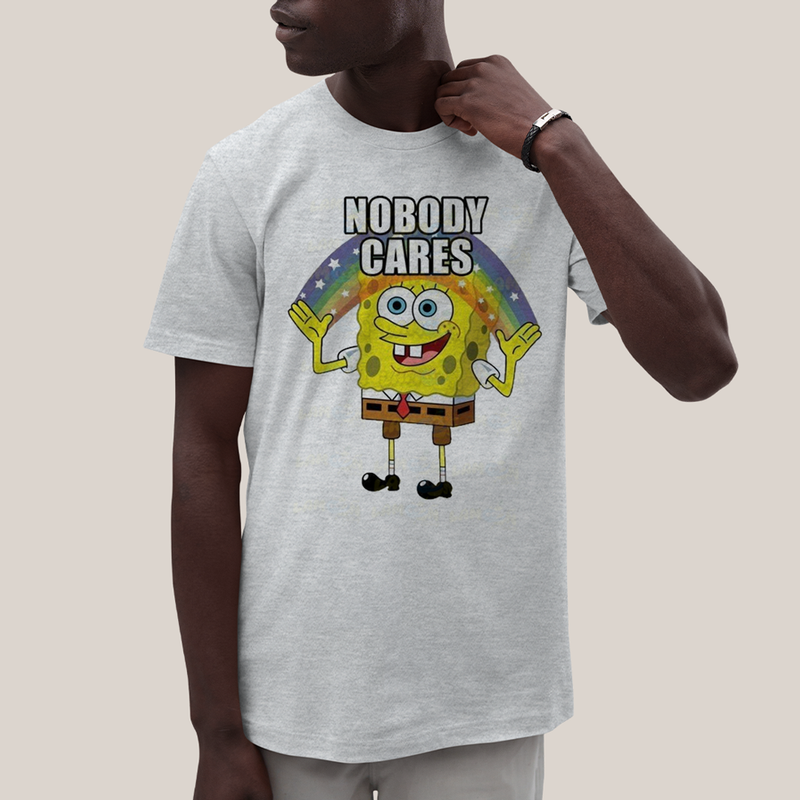 Camiseta Algodão Unissex T shirt Bob Esponja Ninguem Se Importa