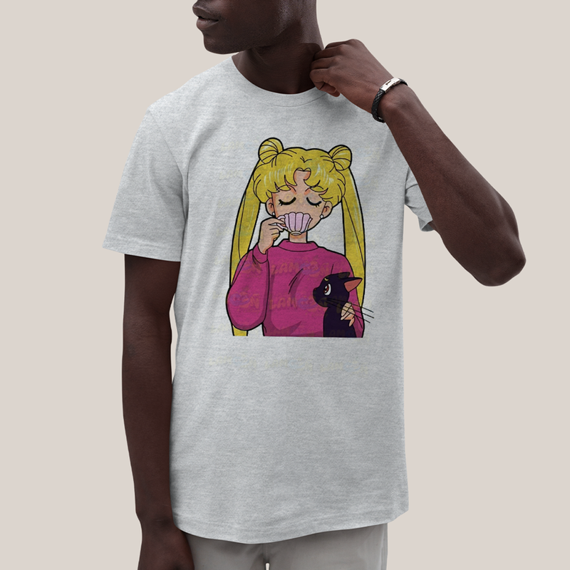 Camiseta Algodão Unissex T shirt Mulher Loira & Gatinho