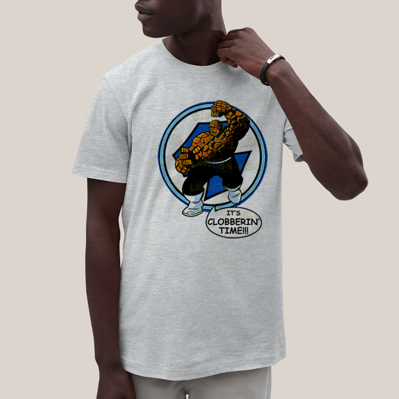 Camiseta Algodão Unissex T shirt Quarteto Fantástico O Coisa Tá na Hora do Pau