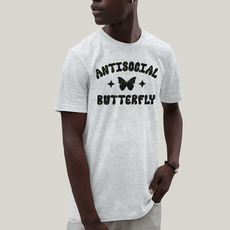 Camiseta Algodão Unissex T shirt Antisocial Butterfly