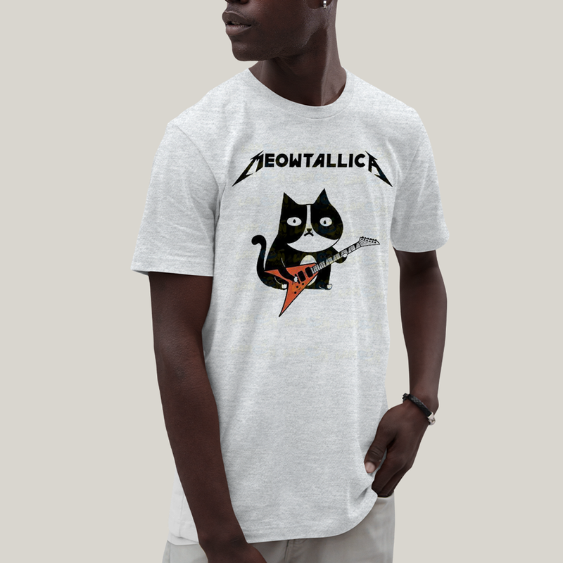 Camiseta Algodão Unissex T shirt Gatinho Meowtallica