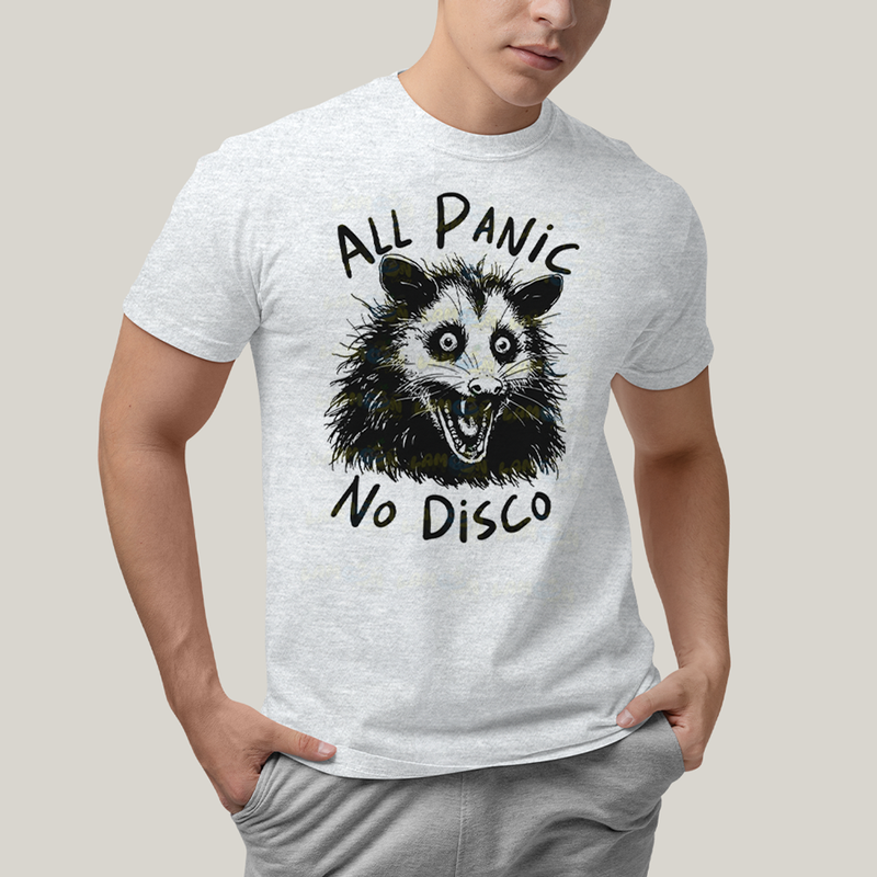 Camiseta Algodão Unissex T shirt All Panic No DIsco