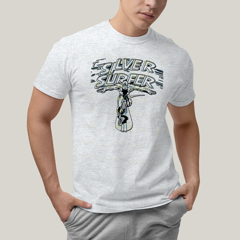 Camiseta Algodão Unissex T shirt Surfista Prateado Retrô