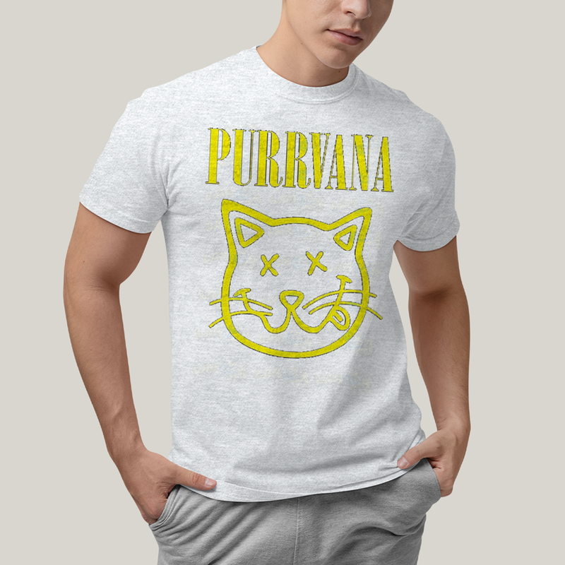 Camiseta Algodão Unissex T shirt Gatinho Purrvana Nirvana
